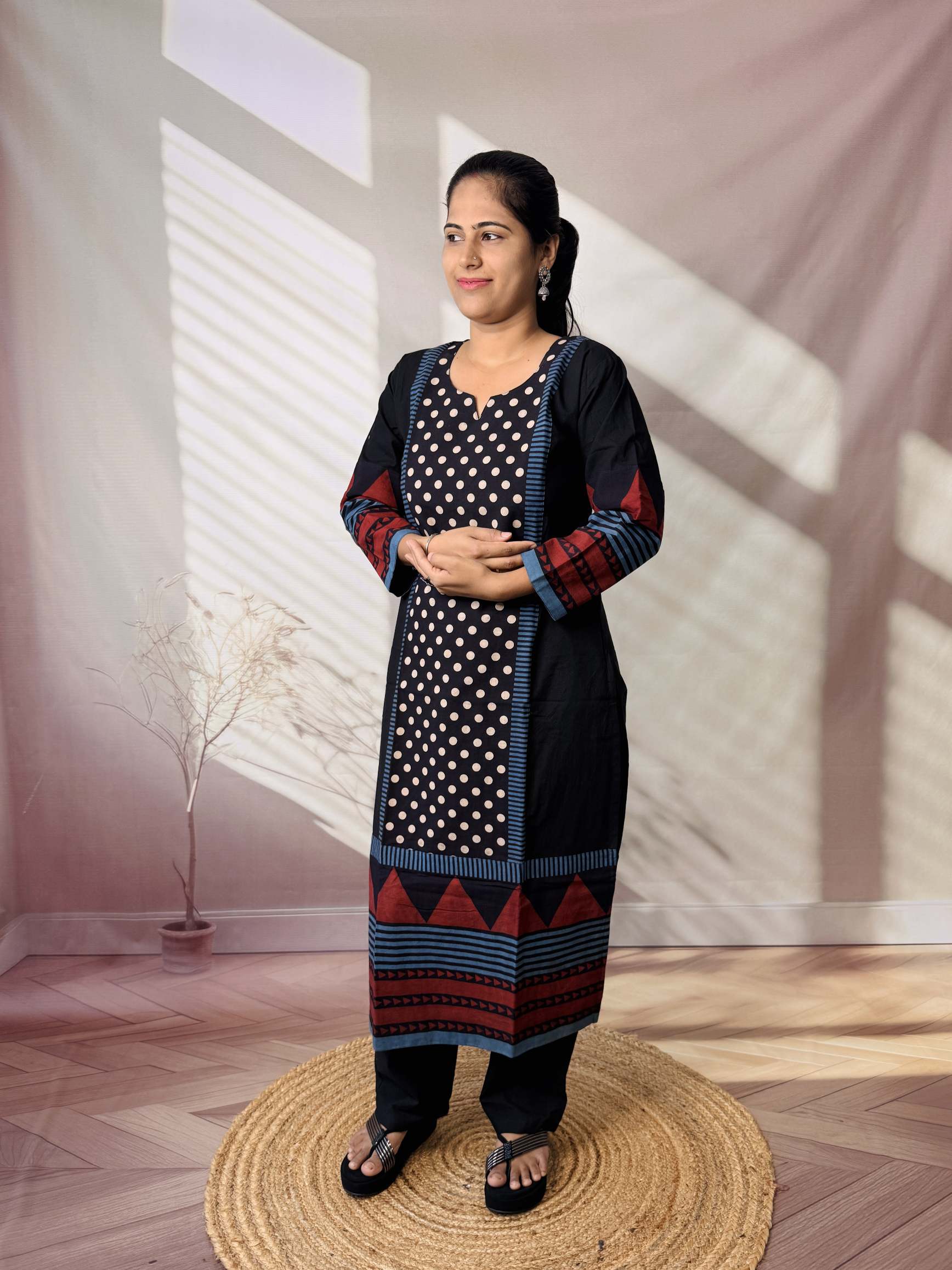 Bhoomi Ajarakh Dot Cotton Straight Kurti