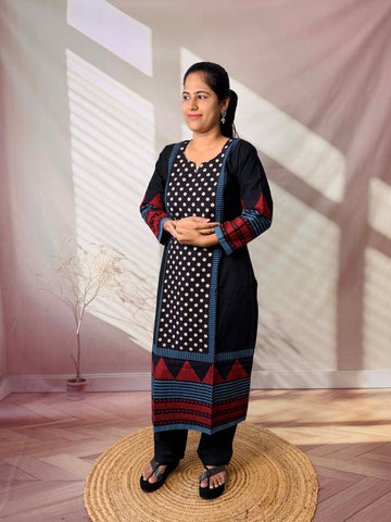 Bhoomi Ajarakh Dot Cotton Straight Kurti