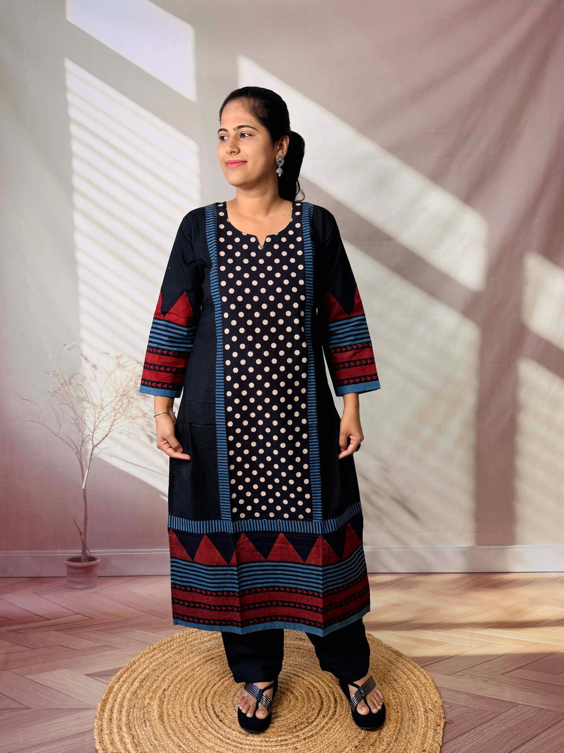 Bhoomi Ajarakh Dot Cotton Straight Kurti