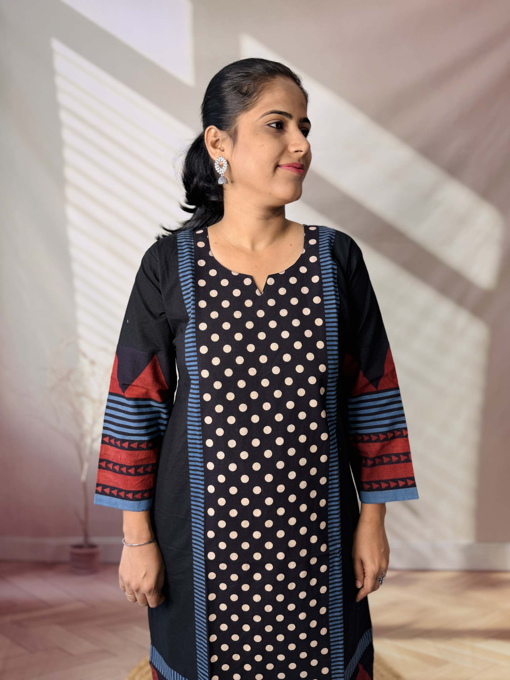 Bhoomi Ajarakh Dot Cotton Straight Kurti