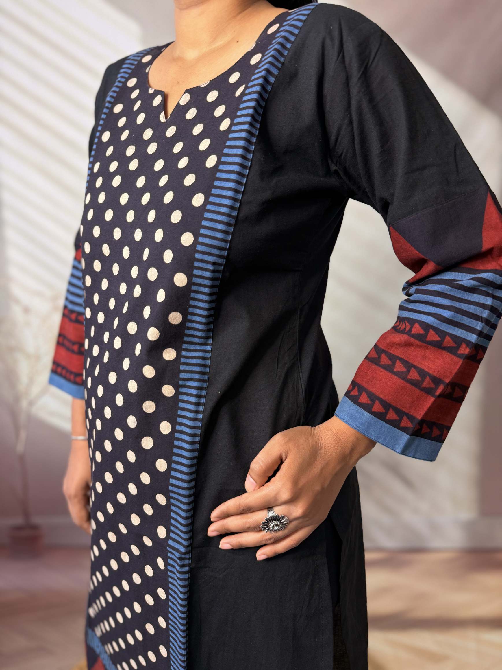 Bhoomi Ajarakh Dot Cotton Straight Kurti