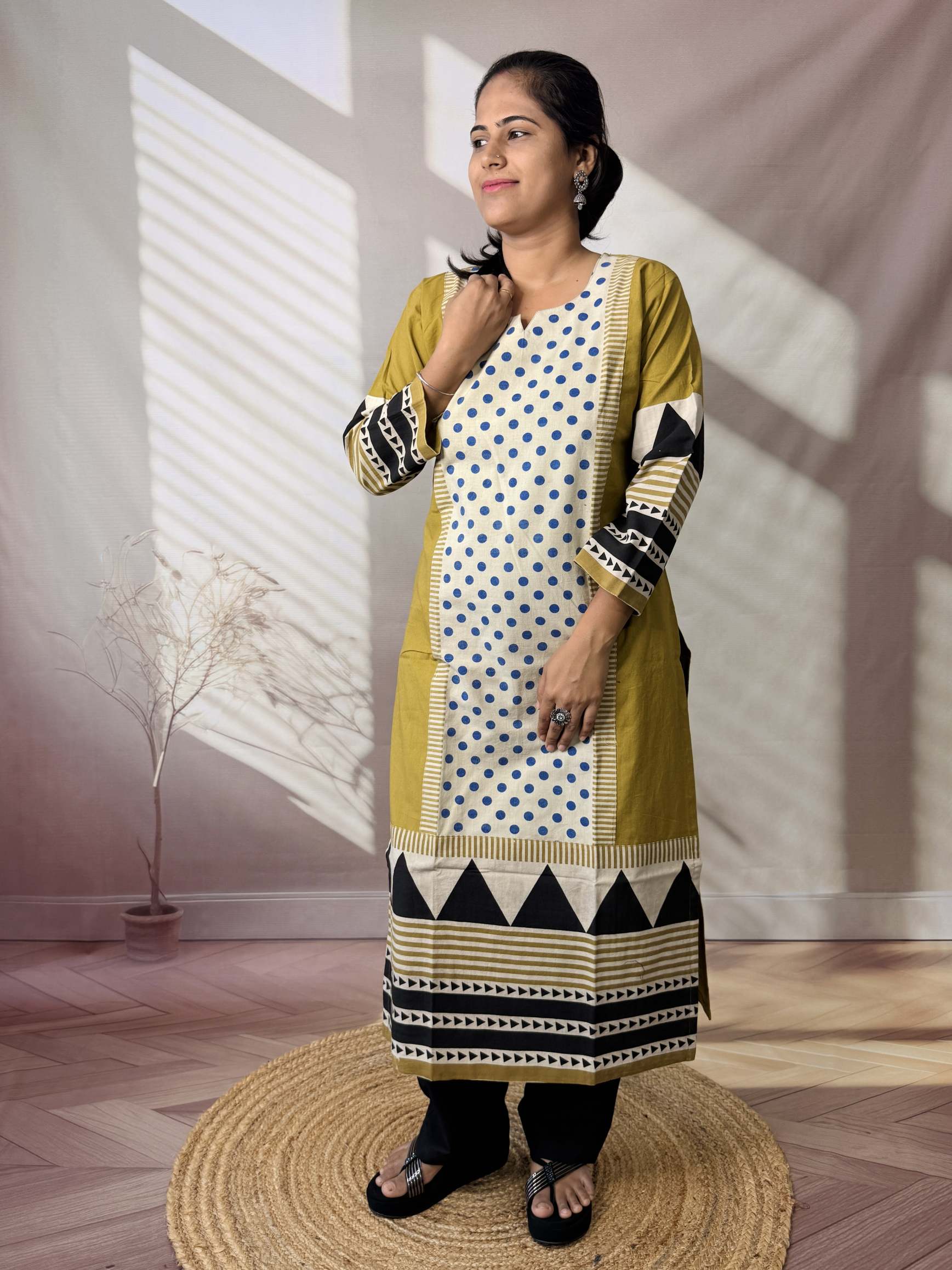 Bhoomi Ajarakh Dot Cotton Straight Kurti