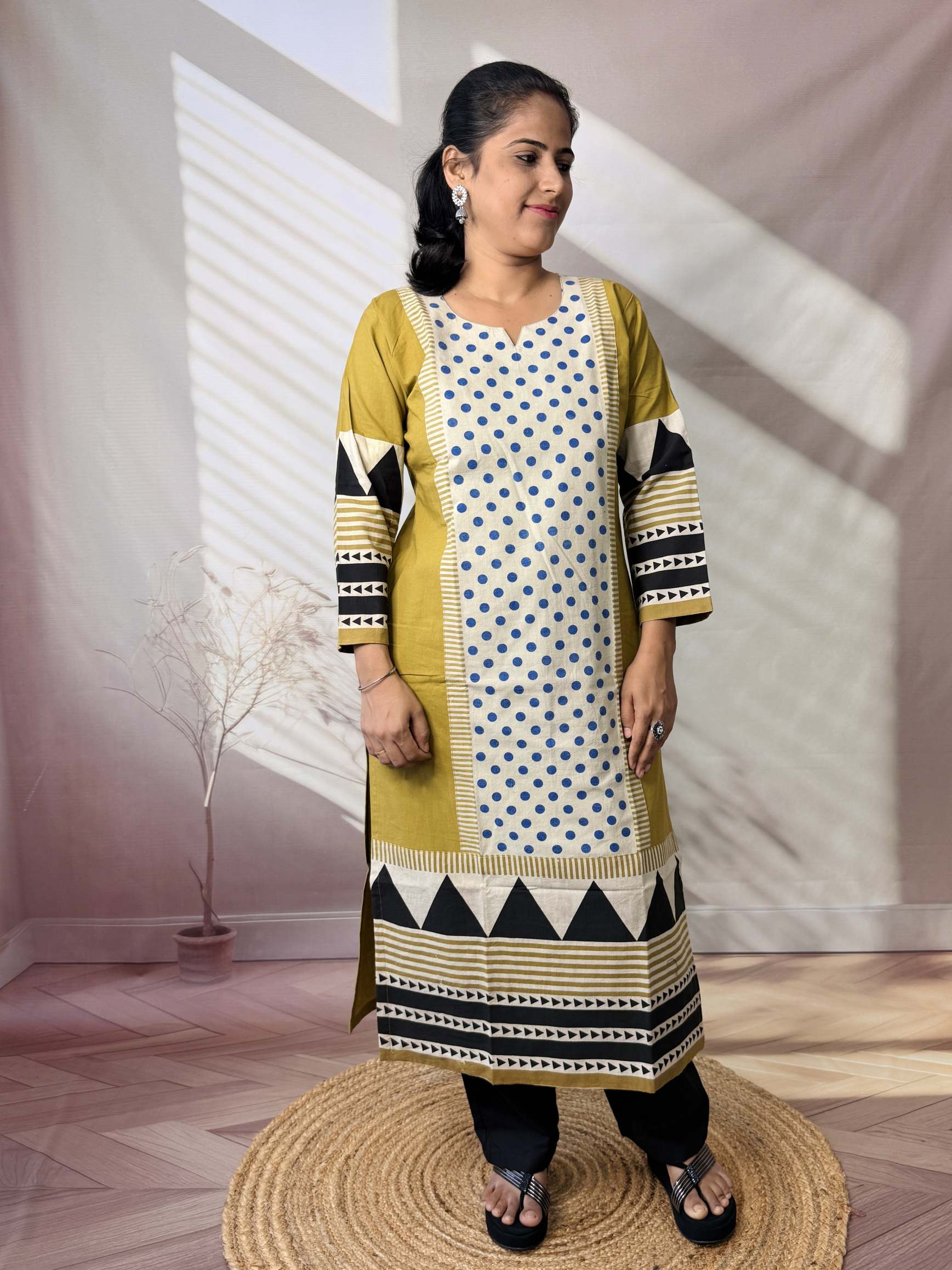 Bhoomi Ajarakh Dot Cotton Straight Kurti
