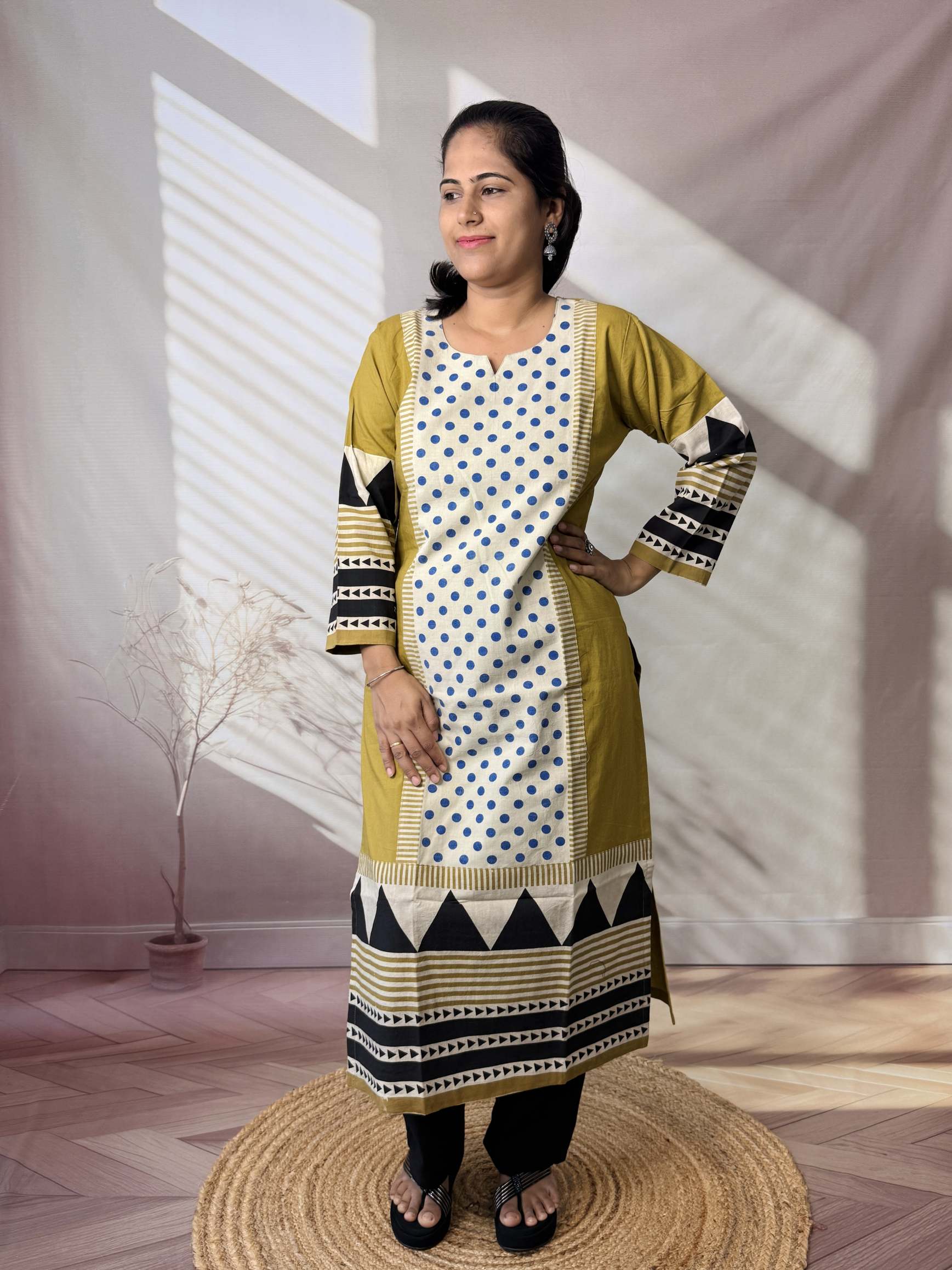 Bhoomi Ajarakh Dot Cotton Straight Kurti
