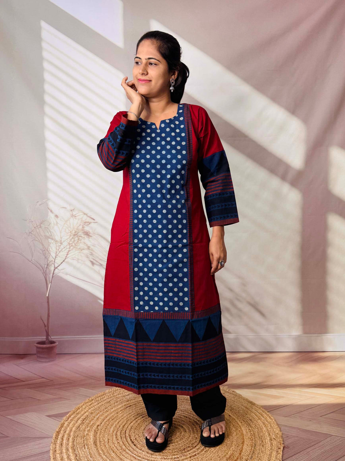 Bhoomi Ajarakh Dot Cotton Straight Kurti