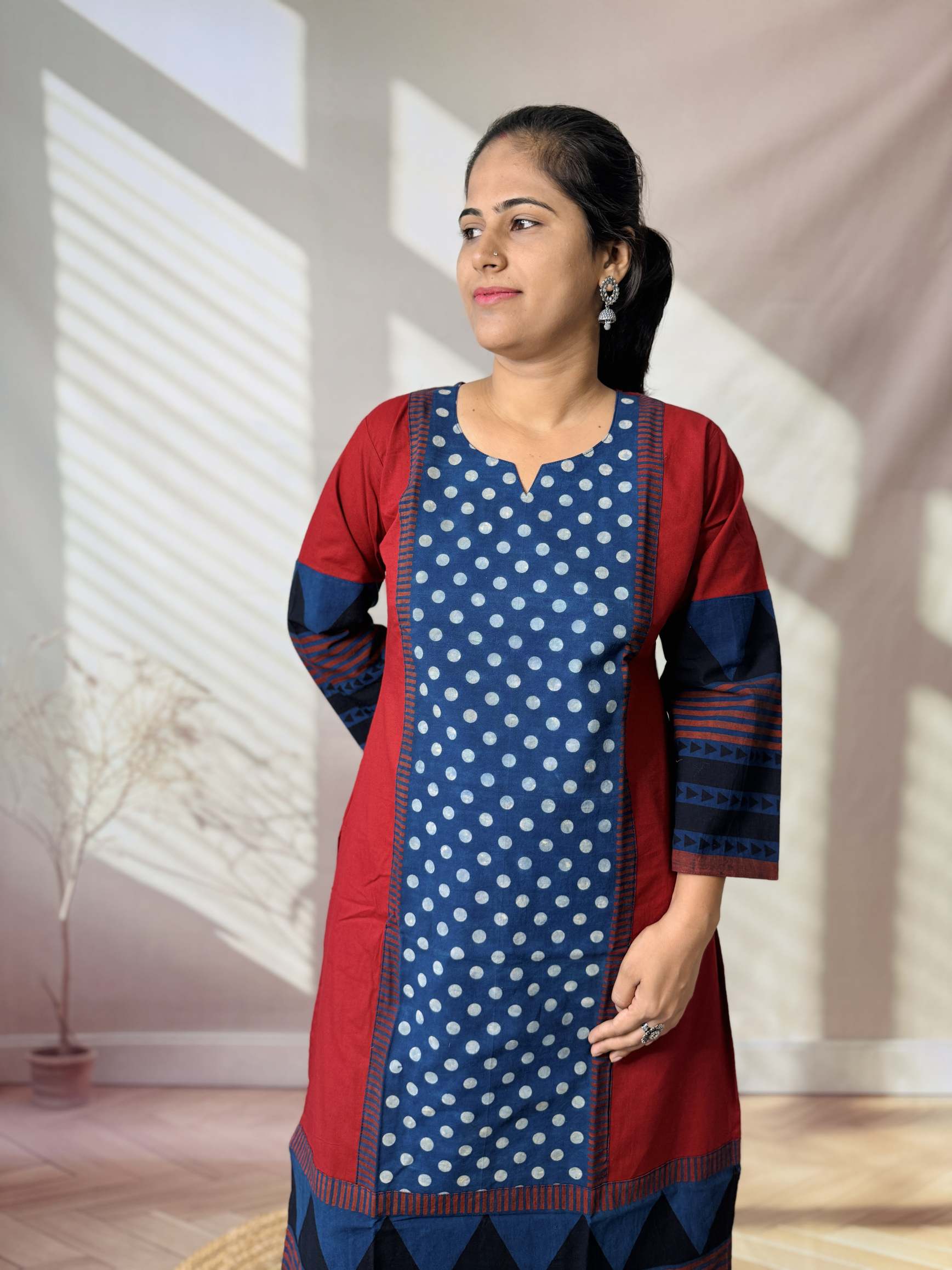 Bhoomi Ajarakh Dot Cotton Straight Kurti