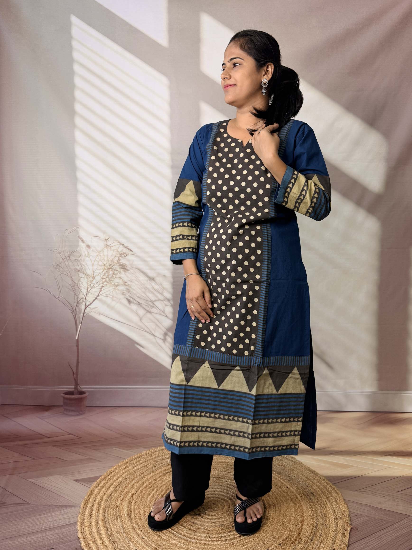 Bhoomi Ajarakh Dot Cotton Straight Kurti