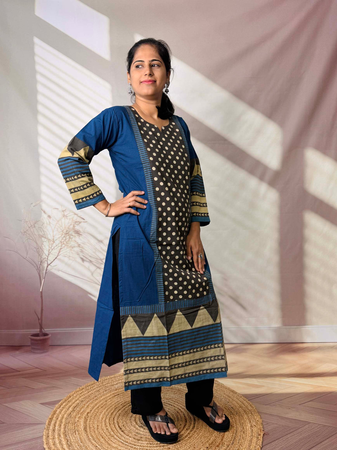 Bhoomi Ajarakh Dot Cotton Straight Kurti