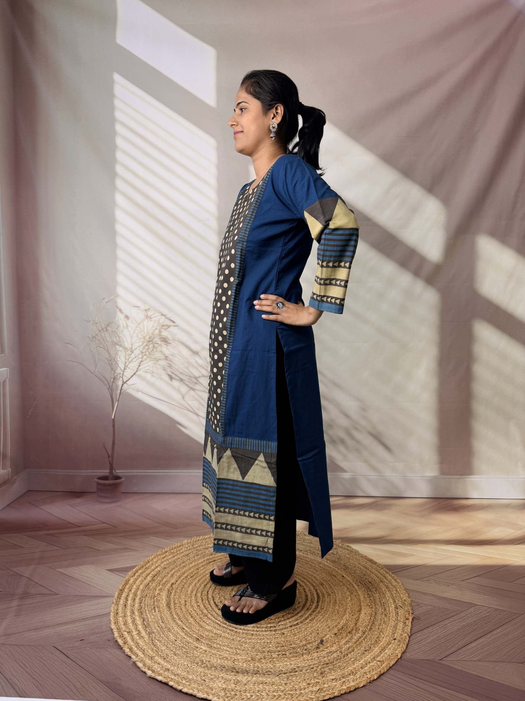 Bhoomi Ajarakh Dot Cotton Straight Kurti