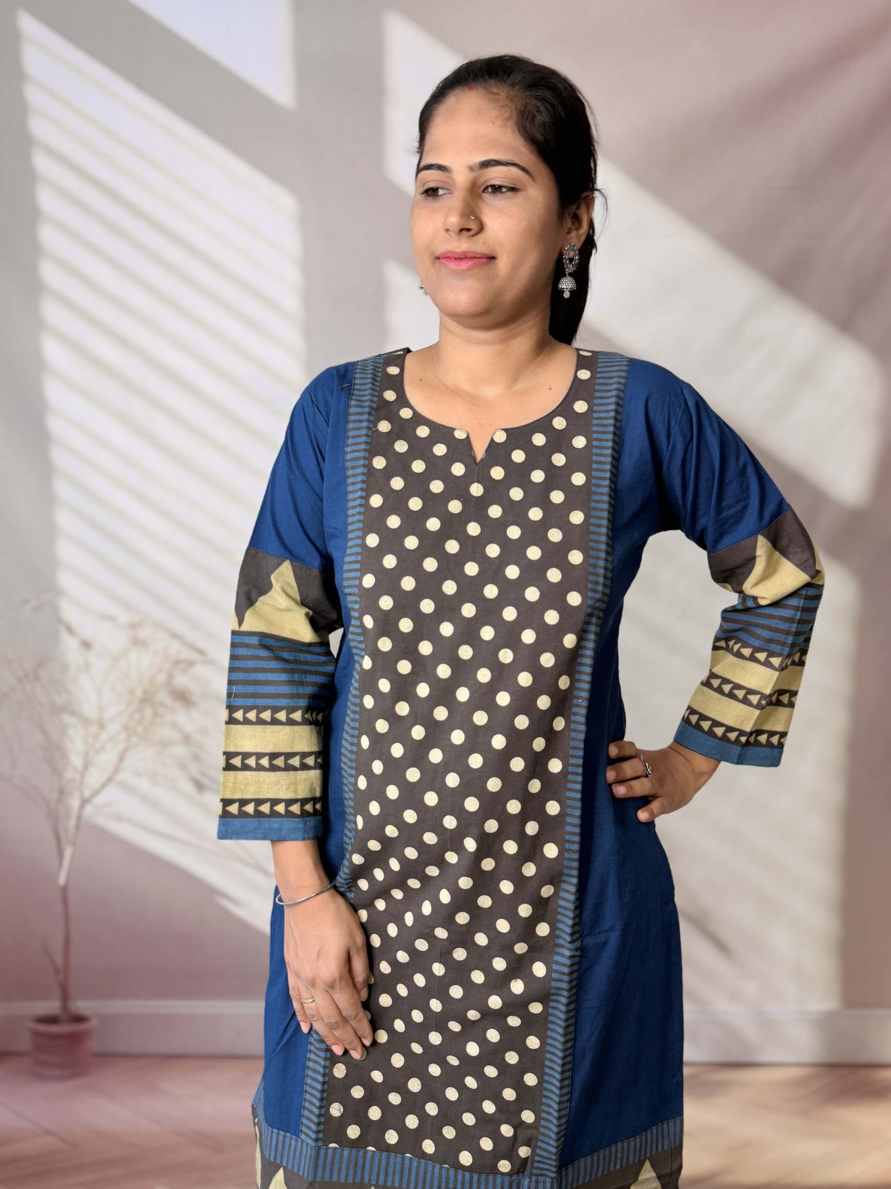 Bhoomi Ajarakh Dot Cotton Straight Kurti