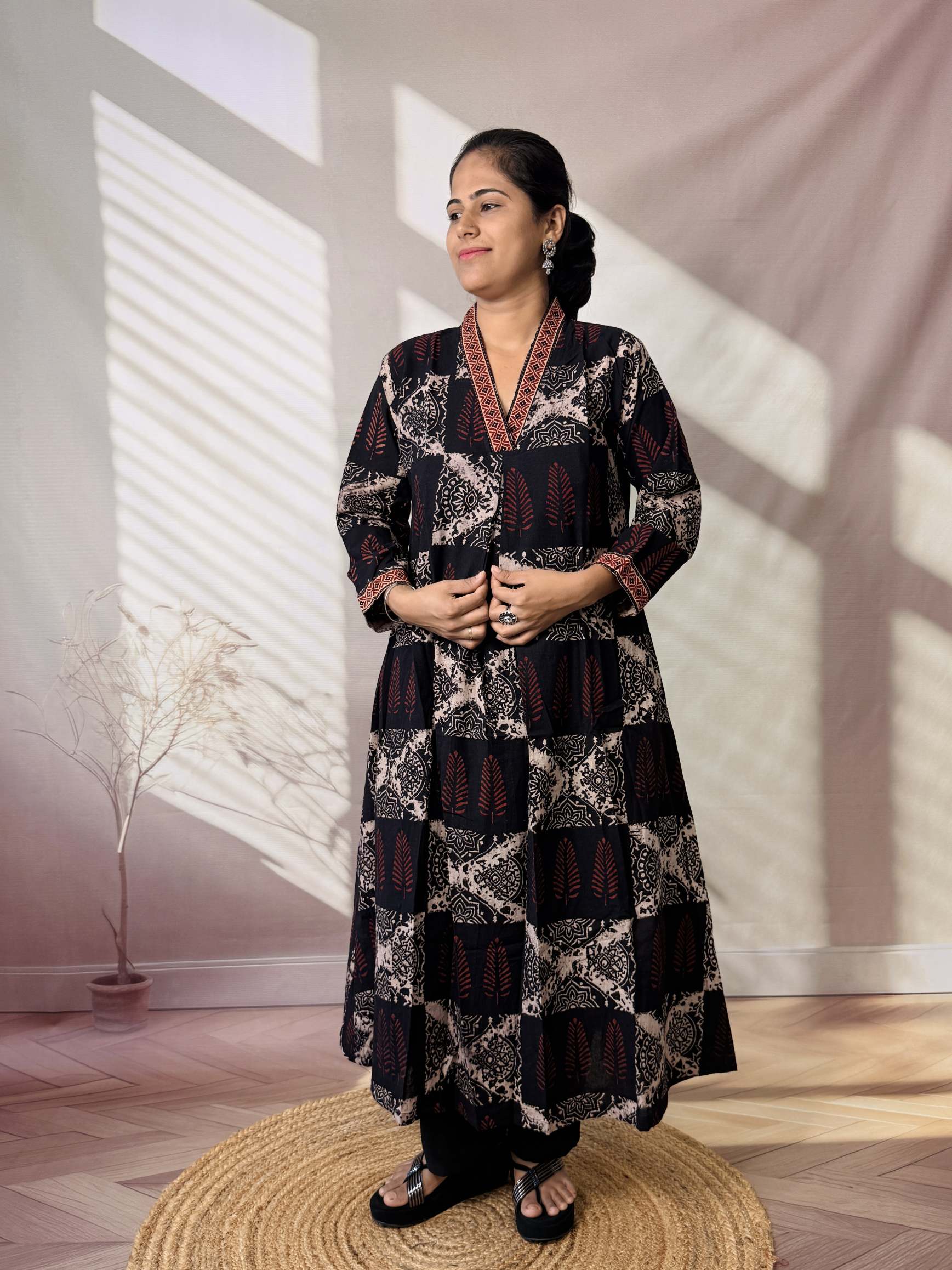 Diya Ajarakh V neck A Line Cotton Kurti/One Piece