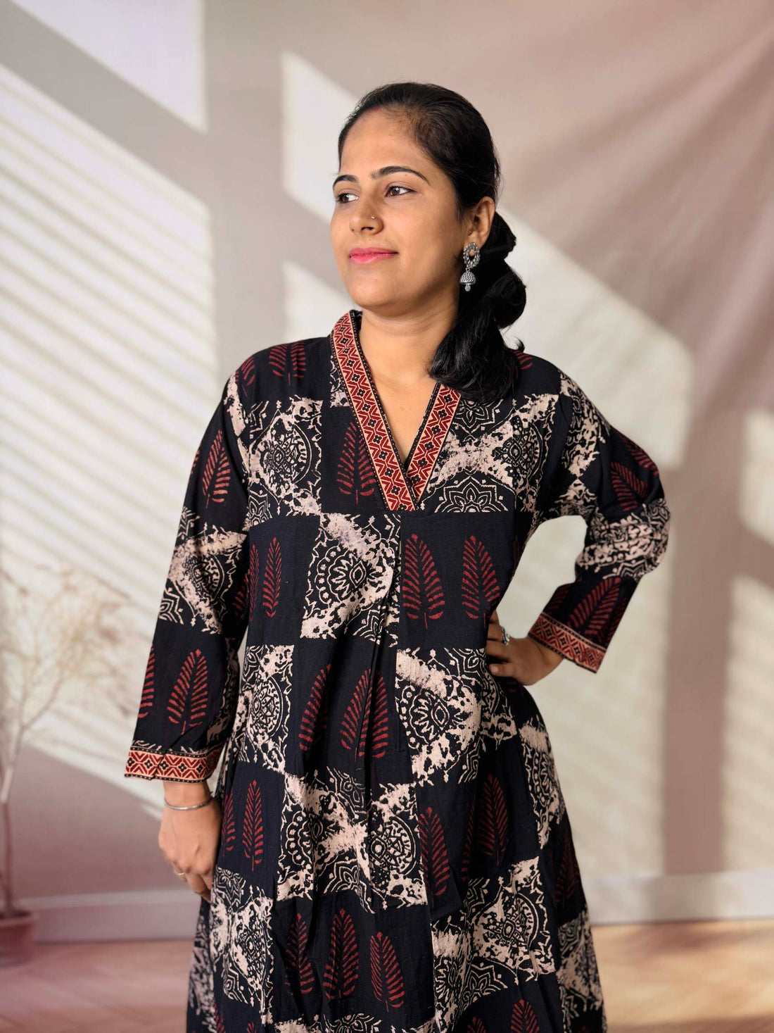 Diya Ajarakh V neck A Line Cotton Kurti/One Piece