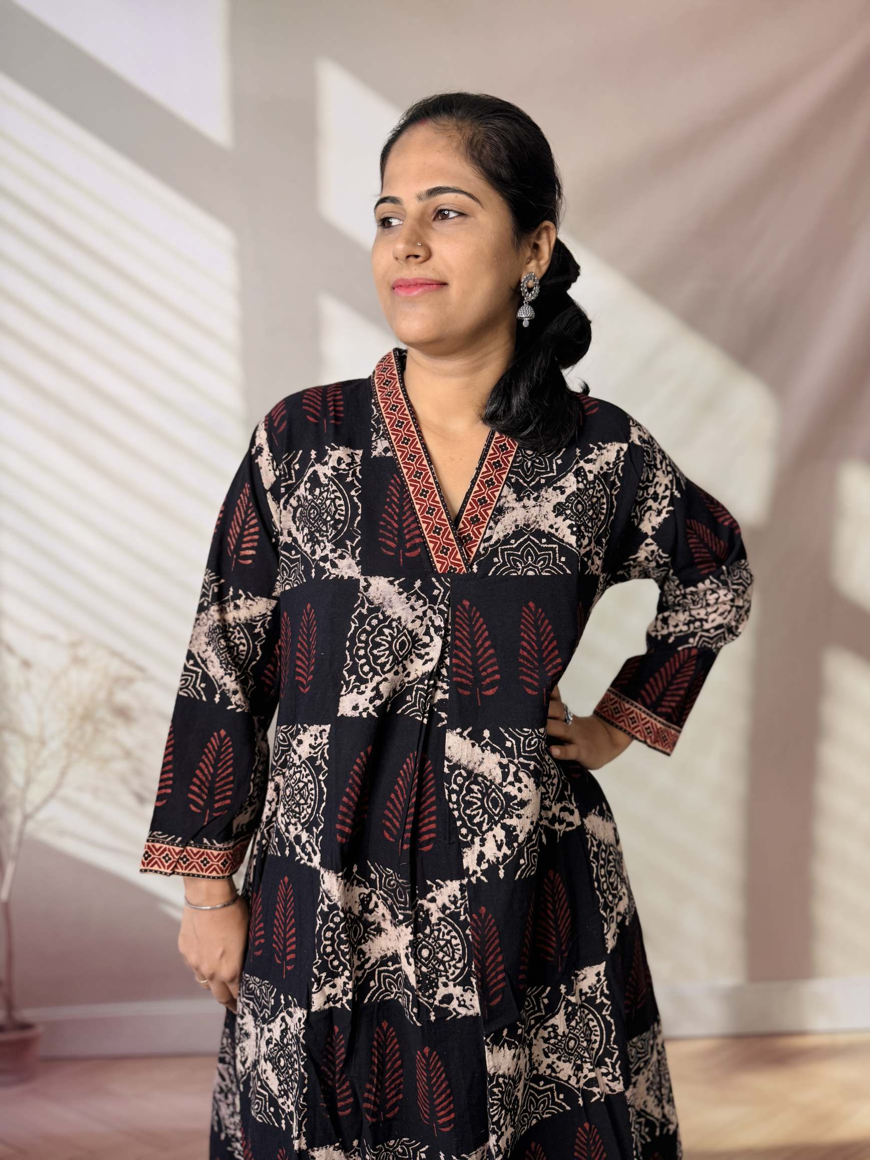 Diya Ajarakh V neck A Line Cotton Kurti/One Piece