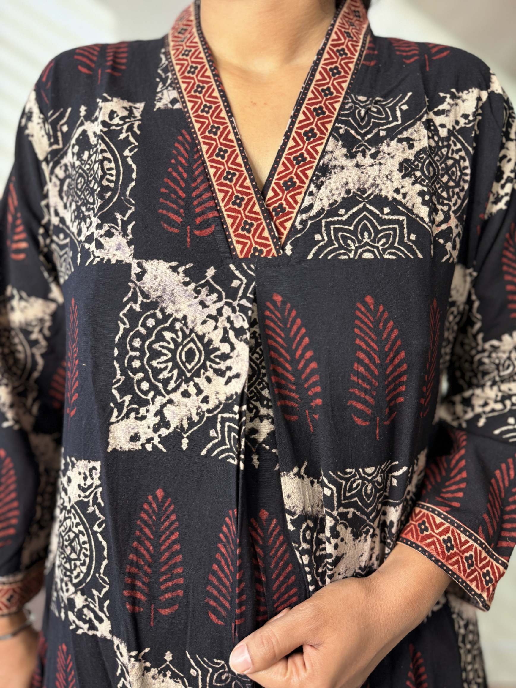 Diya Ajarakh V neck A Line Cotton Kurti/One Piece