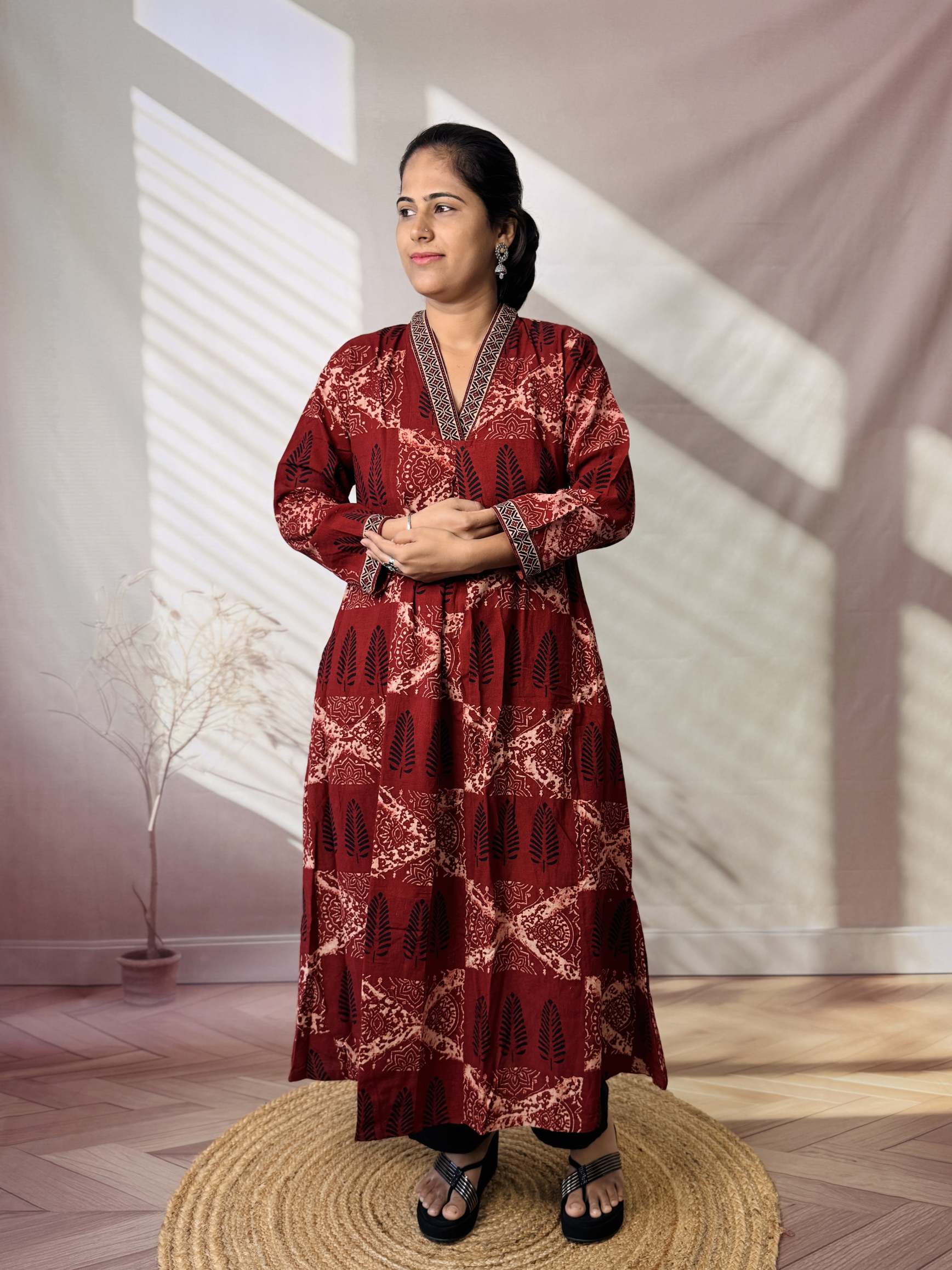 Diya Ajarakh V neck A Line Cotton Kurti/One Piece