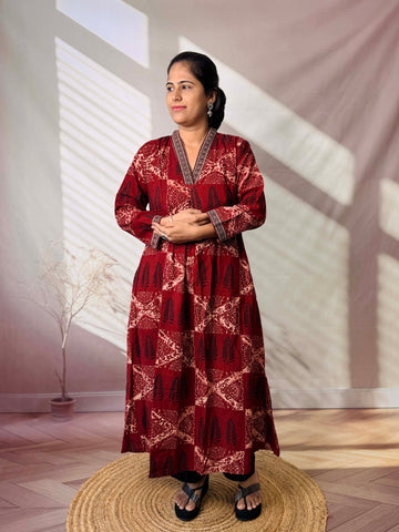 Diya Ajarakh V neck A Line Cotton Kurti/One Piece