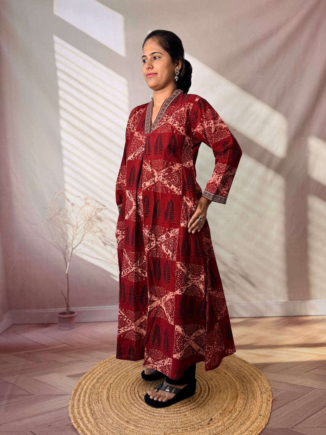 Diya Ajarakh V neck A Line Cotton Kurti/One Piece