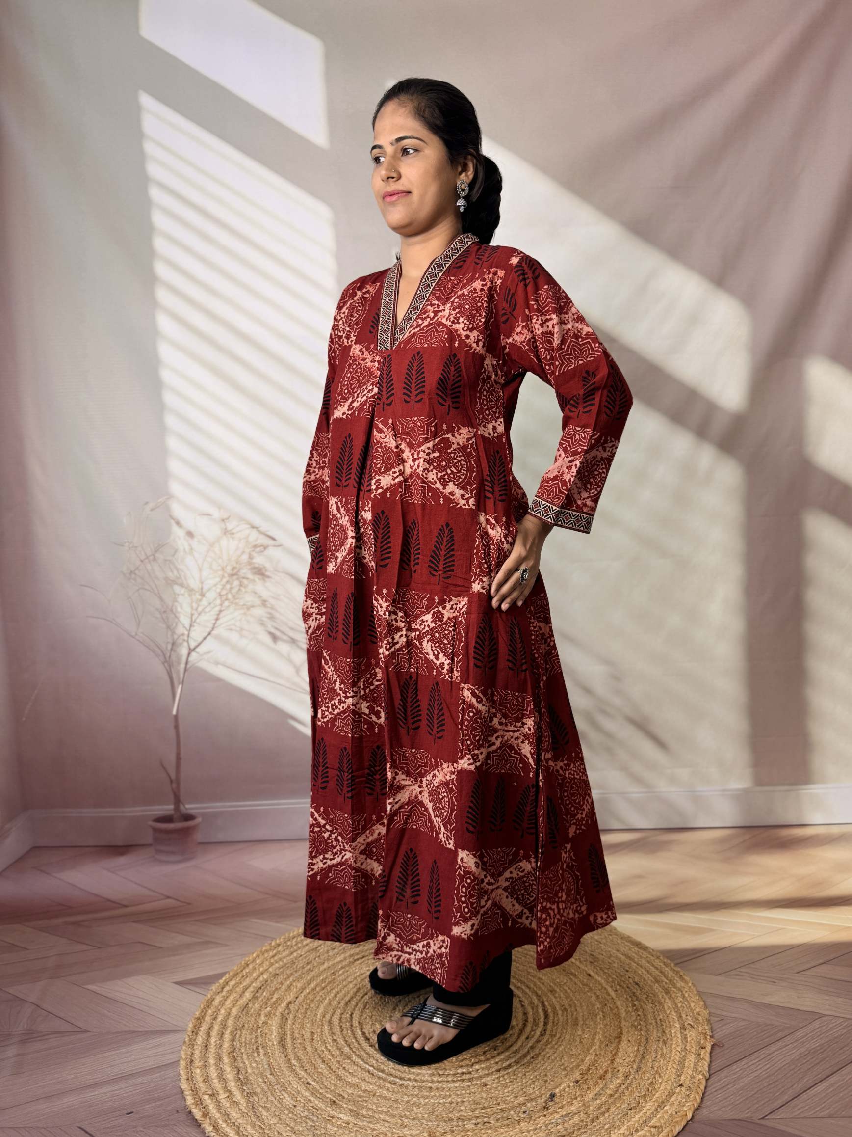 Diya Ajarakh V neck A Line Cotton Kurti/One Piece