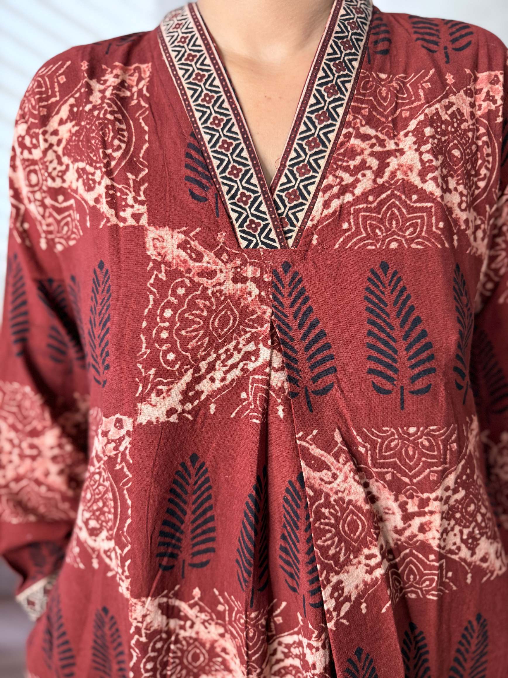 Diya Ajarakh V neck A Line Cotton Kurti/One Piece