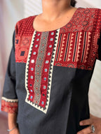 Grisha Plain Ajarakh Mirror Cotton Straight Kurti