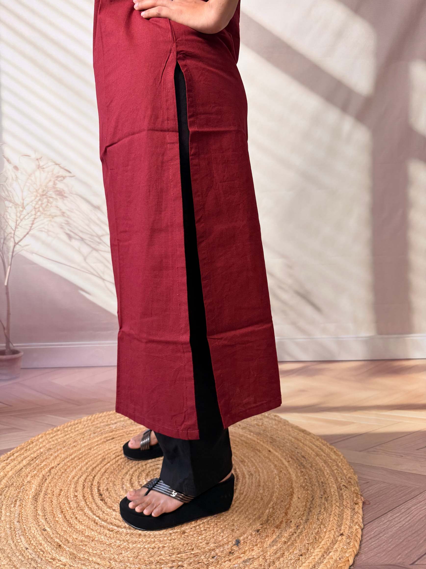 Grisha Plain Ajarakh Mirror Cotton Straight Kurti