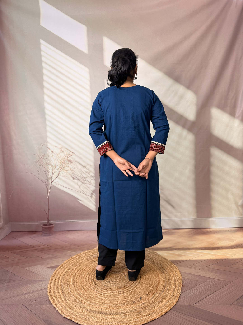 Grisha Plain Ajarakh Mirror Cotton Straight Kurti