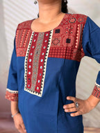 Grisha Plain Ajarakh Mirror Cotton Straight Kurti