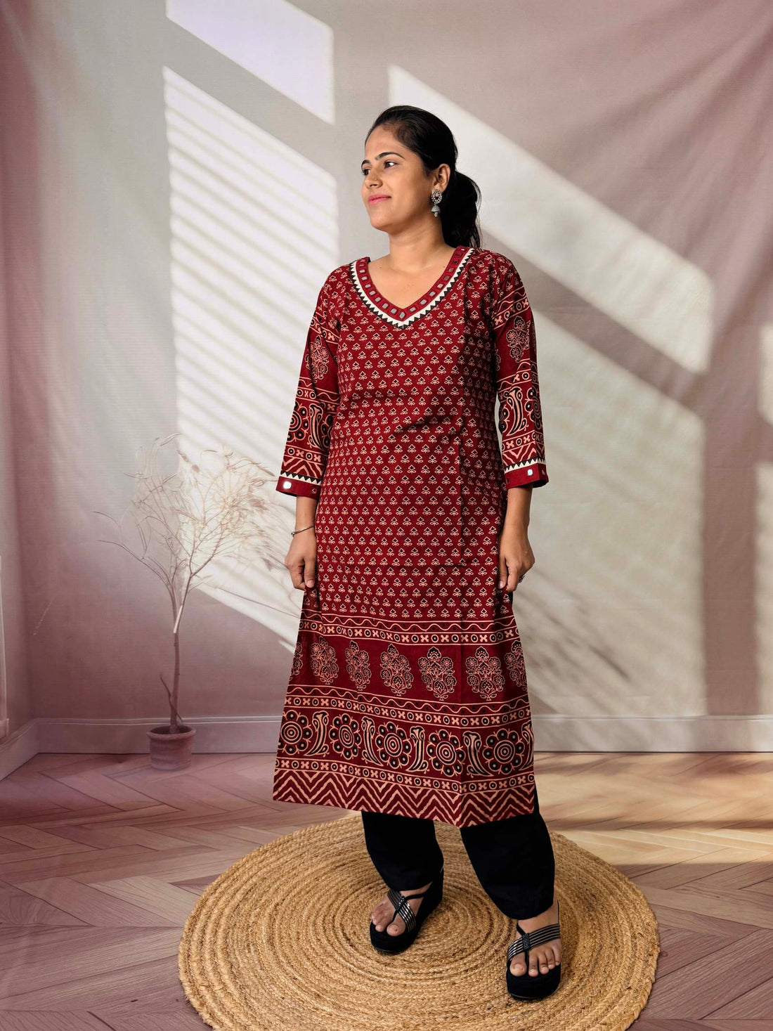 Ananya Ajarakh Mirror Cotton Straight Kurti