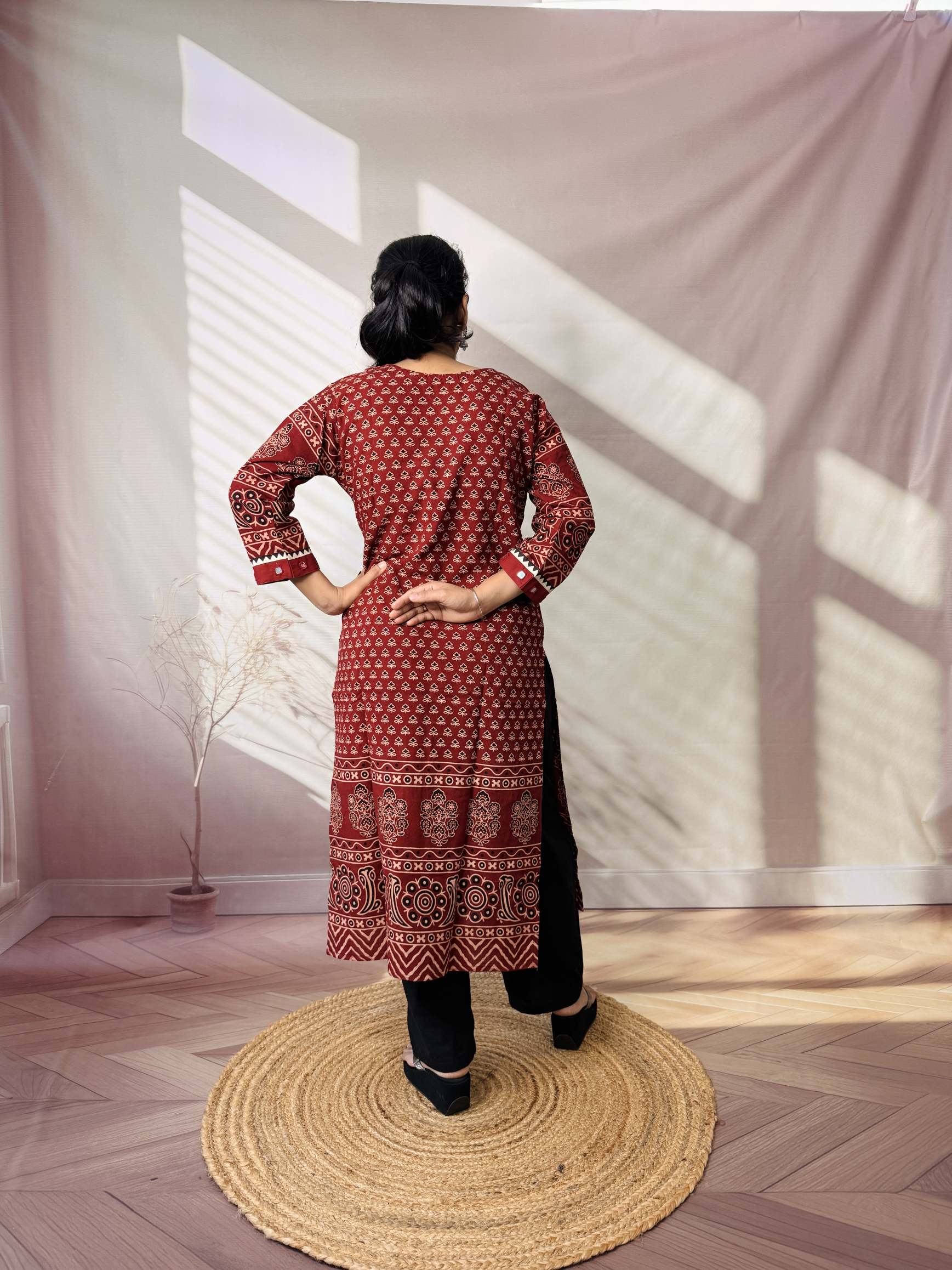 Ananya Ajarakh Mirror Cotton Straight Kurti