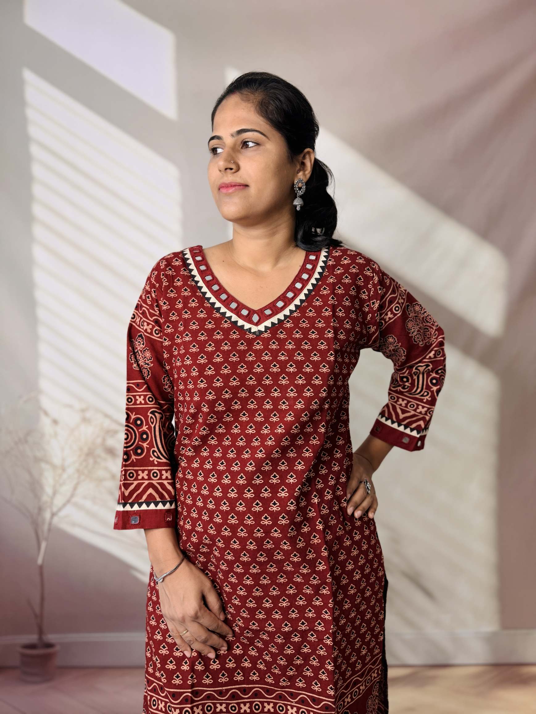Ananya Ajarakh Mirror Cotton Straight Kurti