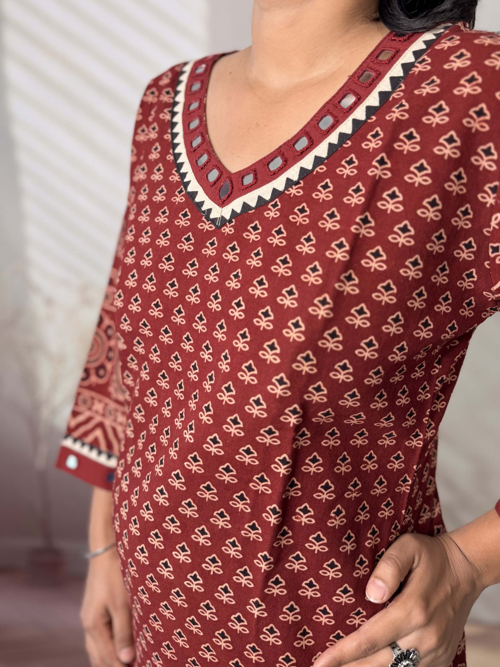 Ananya Ajarakh Mirror Cotton Straight Kurti