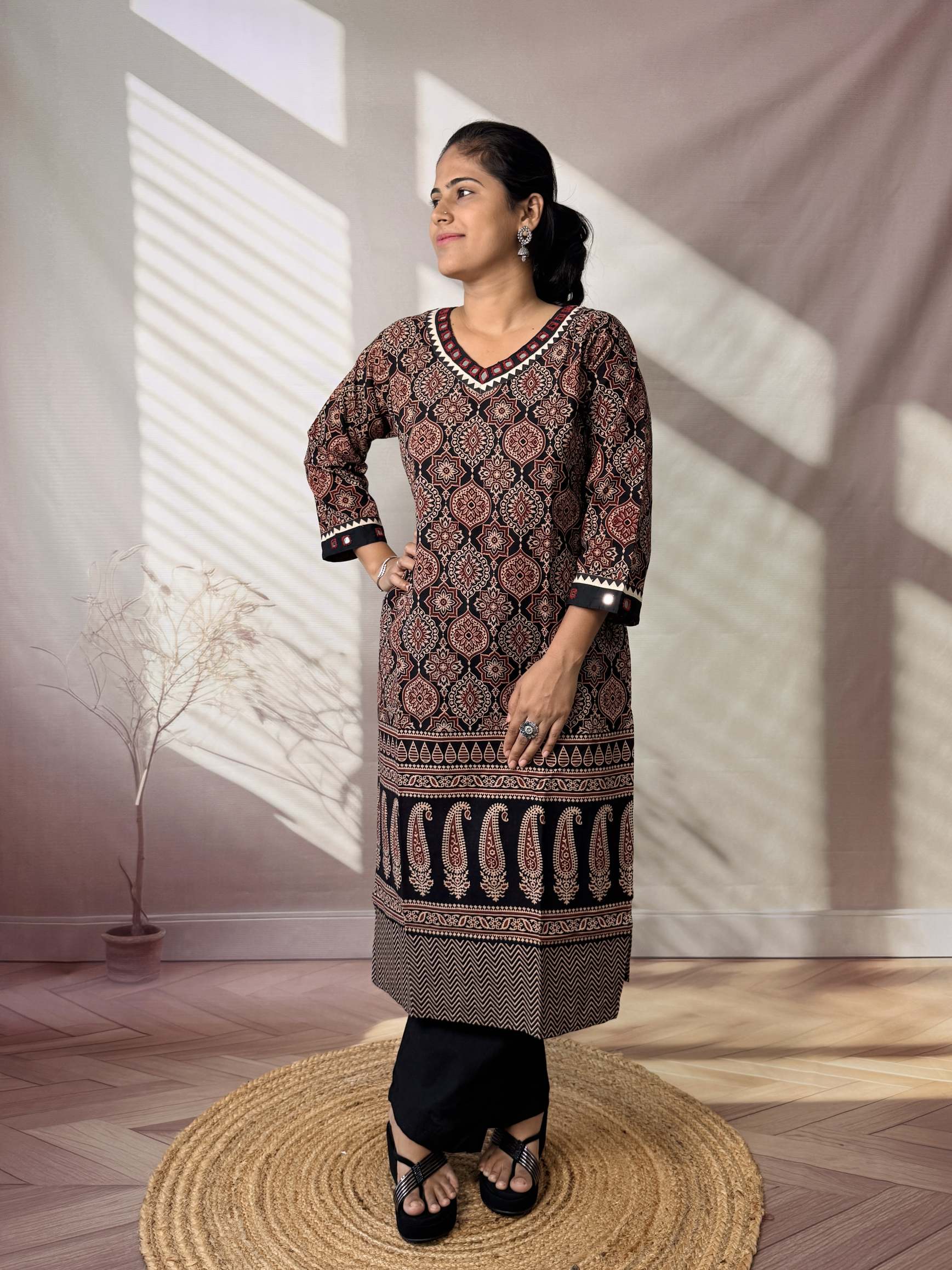 Ananya Ajarakh Mirror Cotton Straight Kurti