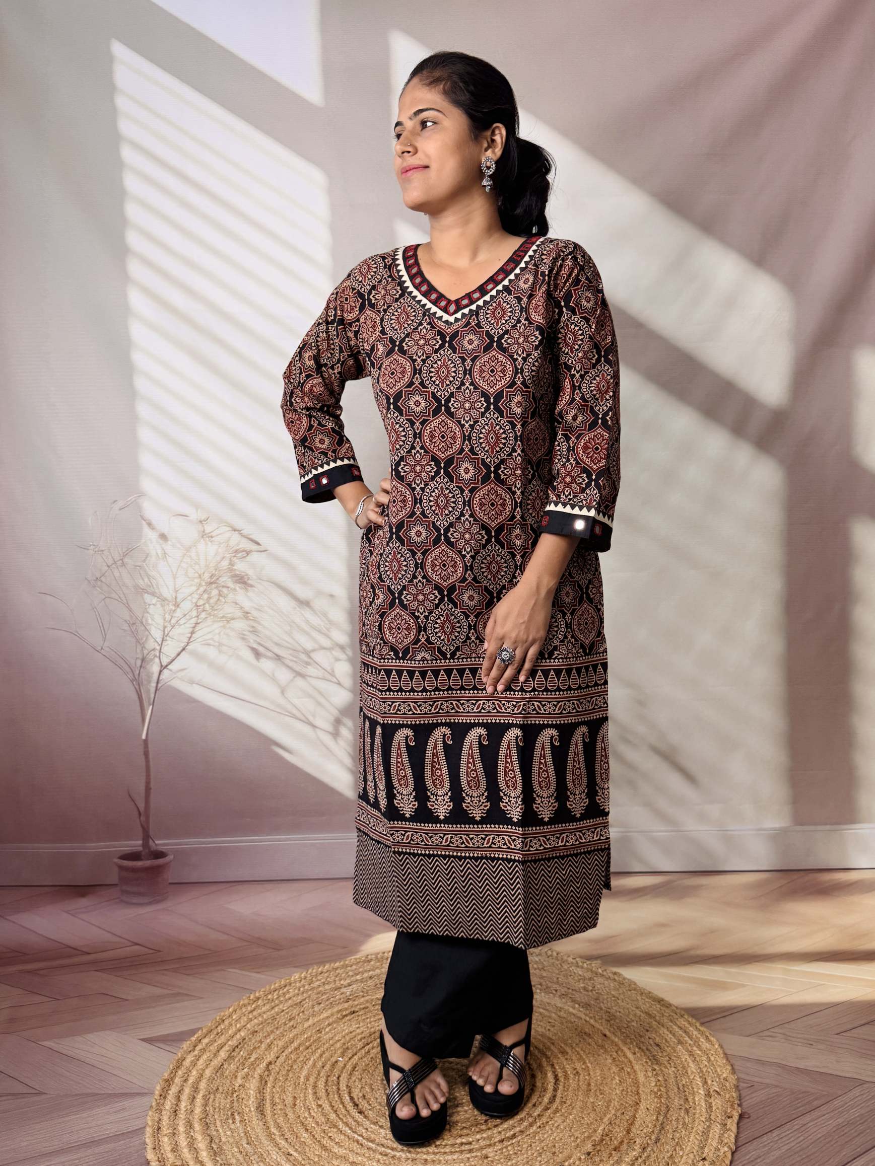 Ananya Ajarakh Mirror Cotton Straight Kurti