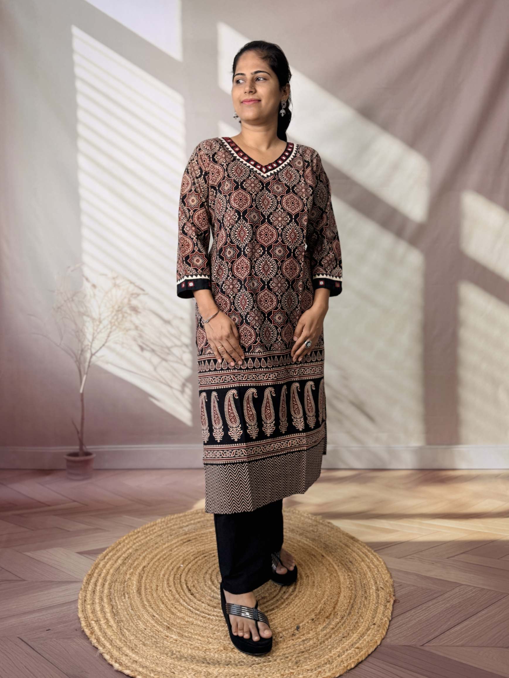 Ananya Ajarakh Mirror Cotton Straight Kurti