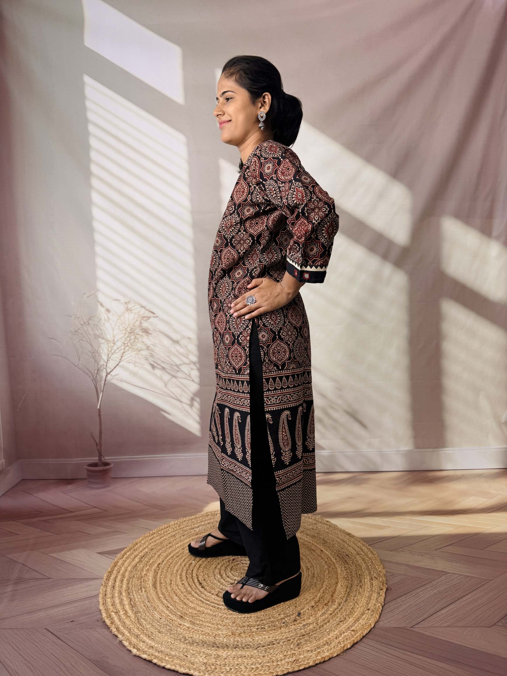 Ananya Ajarakh Mirror Cotton Straight Kurti