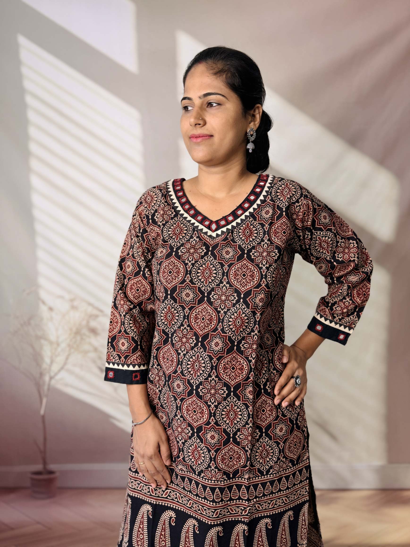 Ananya Ajarakh Mirror Cotton Straight Kurti