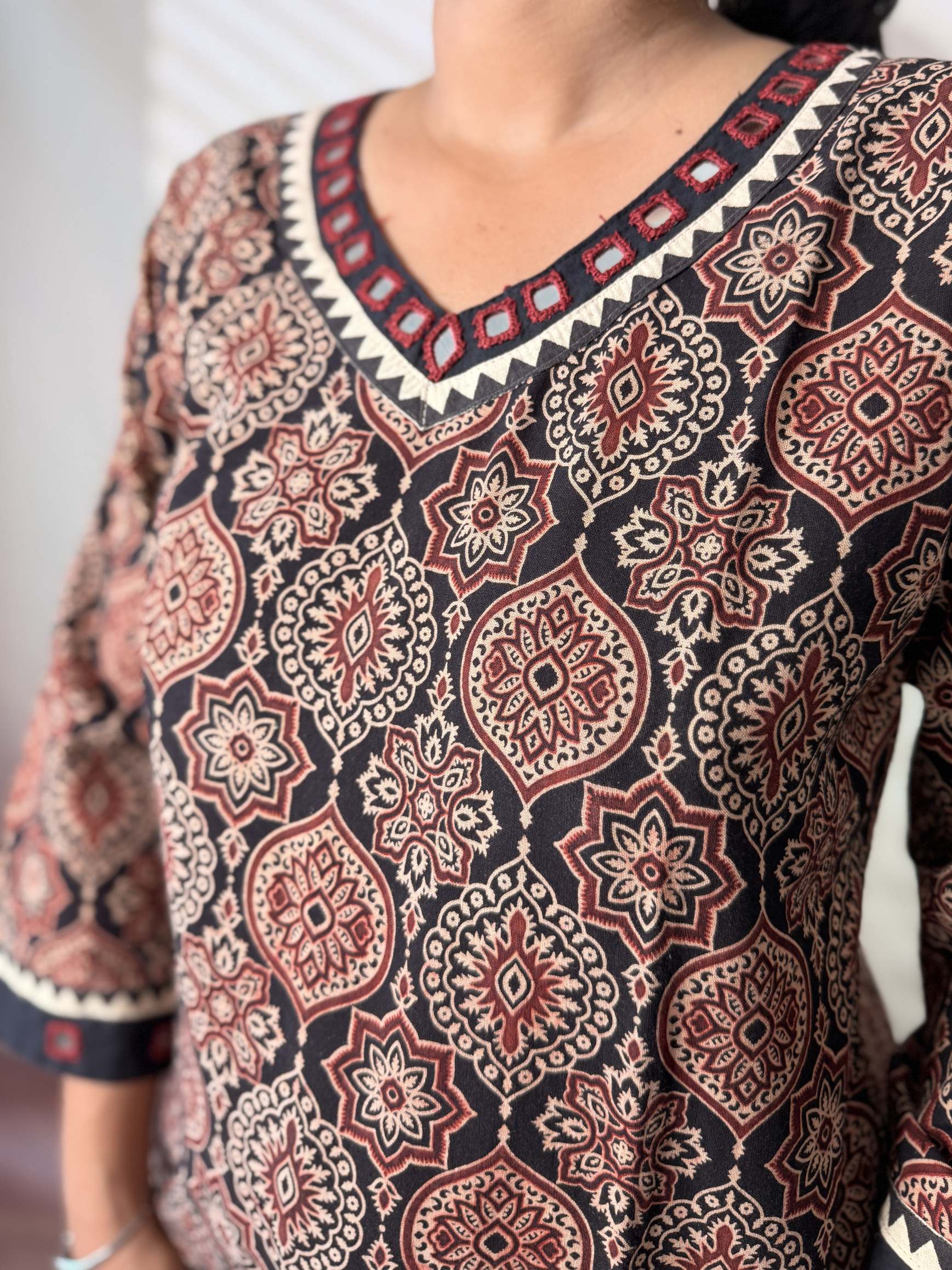 Ananya Ajarakh Mirror Cotton Straight Kurti