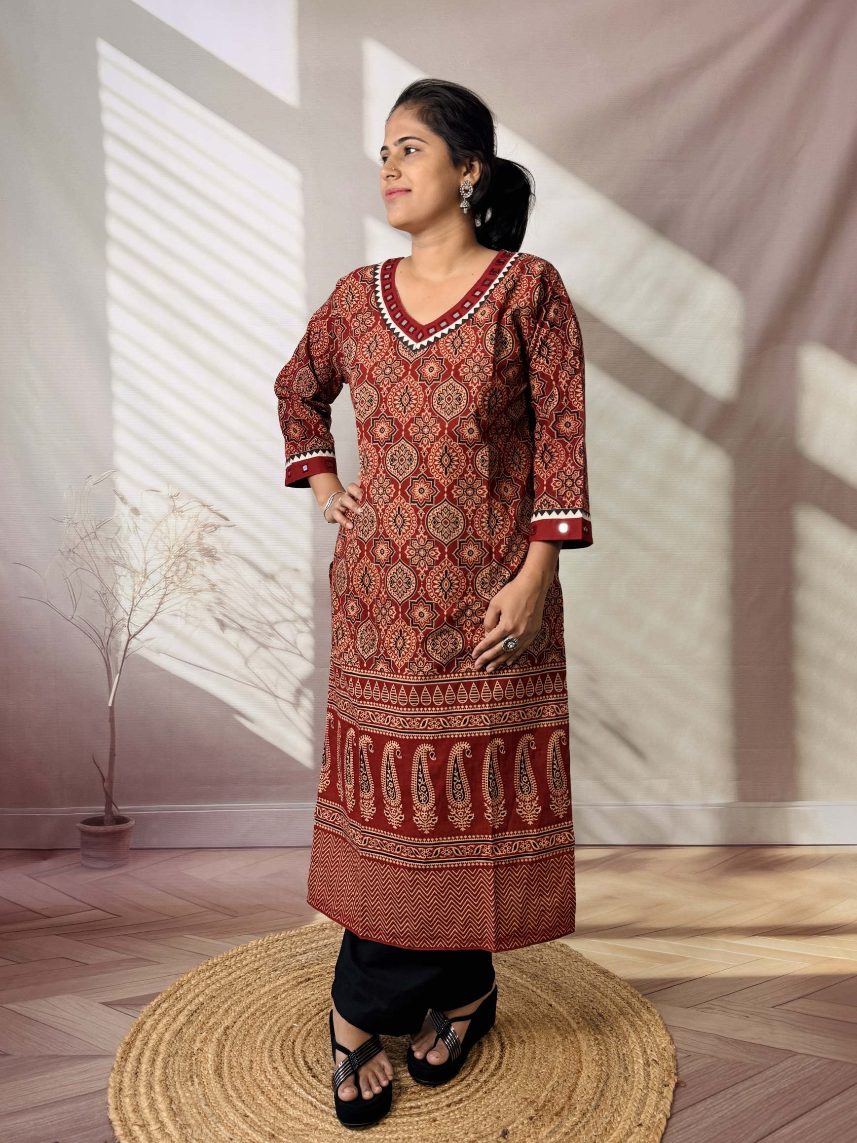 Ananya Ajarakh Mirror Cotton Straight Kurti
