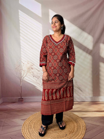 Ananya Ajarakh Mirror Cotton Straight Kurti
