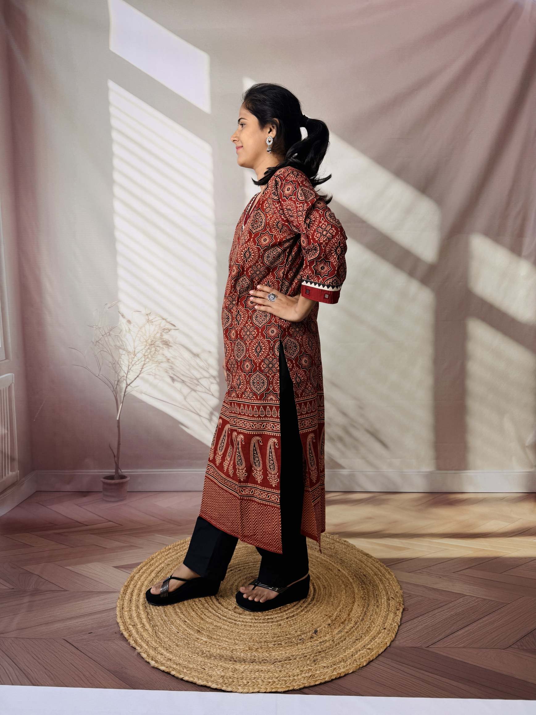 Ananya Ajarakh Mirror Cotton Straight Kurti