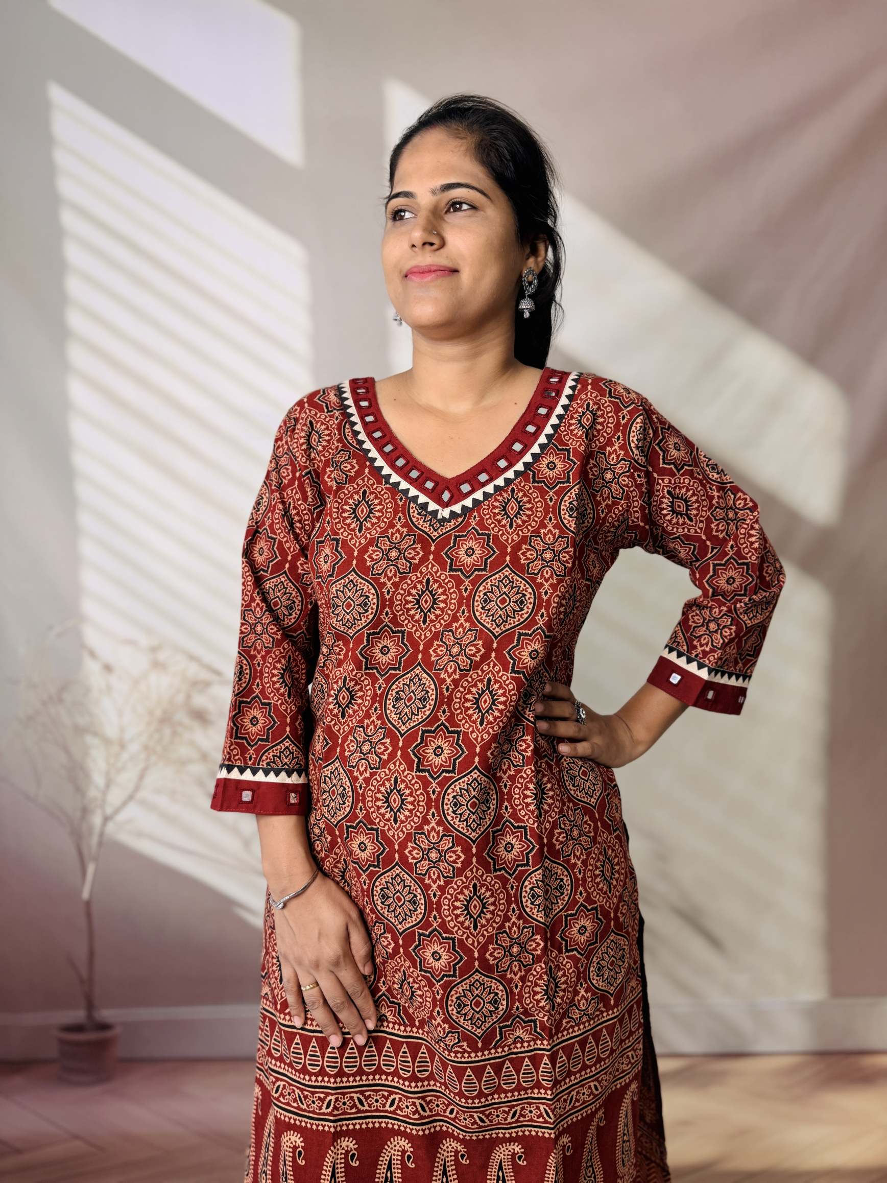 Ananya Ajarakh Mirror Cotton Straight Kurti