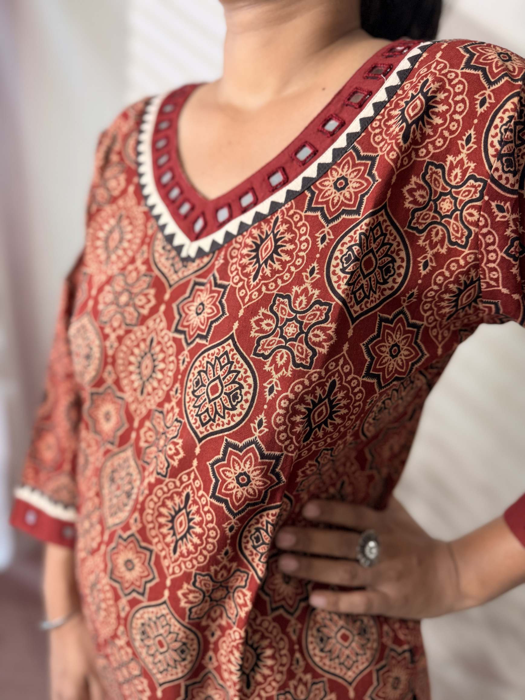 Ananya Ajarakh Mirror Cotton Straight Kurti