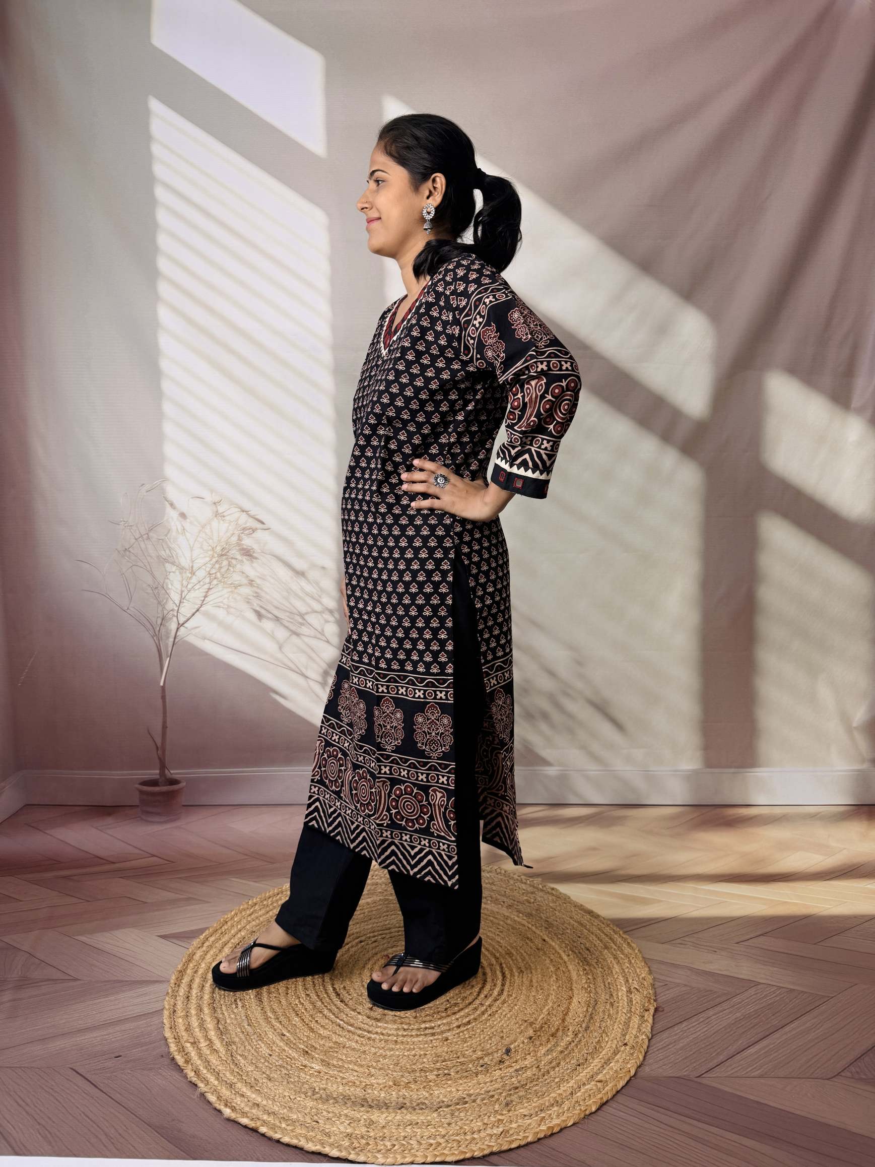Ananya Ajarakh Mirror Cotton Straight Kurti