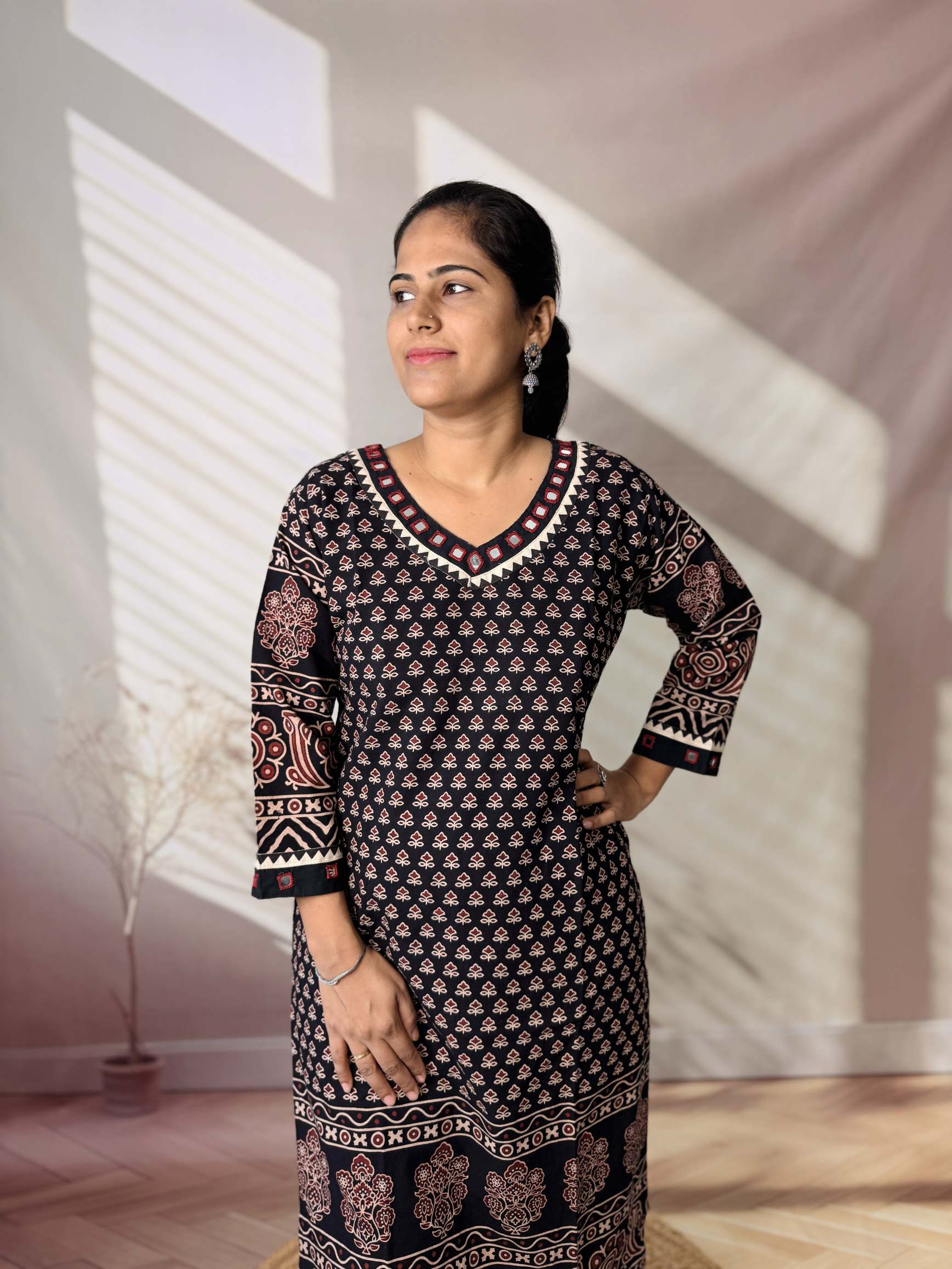 Ananya Ajarakh Mirror Cotton Straight Kurti