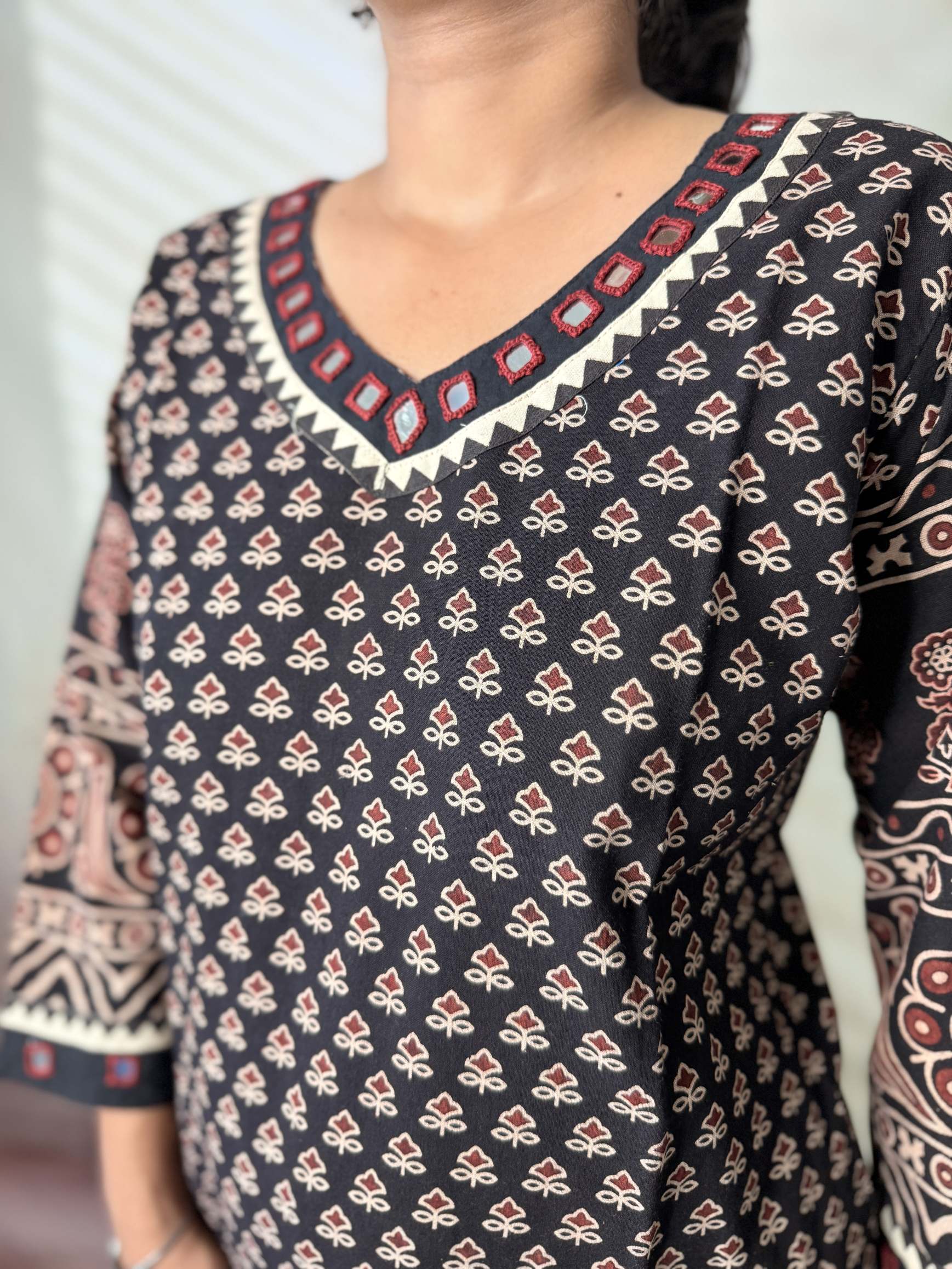 Ananya Ajarakh Mirror Cotton Straight Kurti