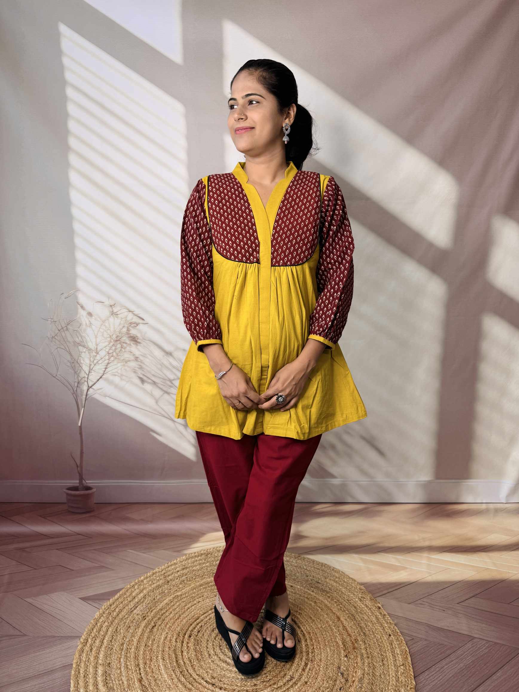 Kiara Plain-Ajarakh Cotton Short Top