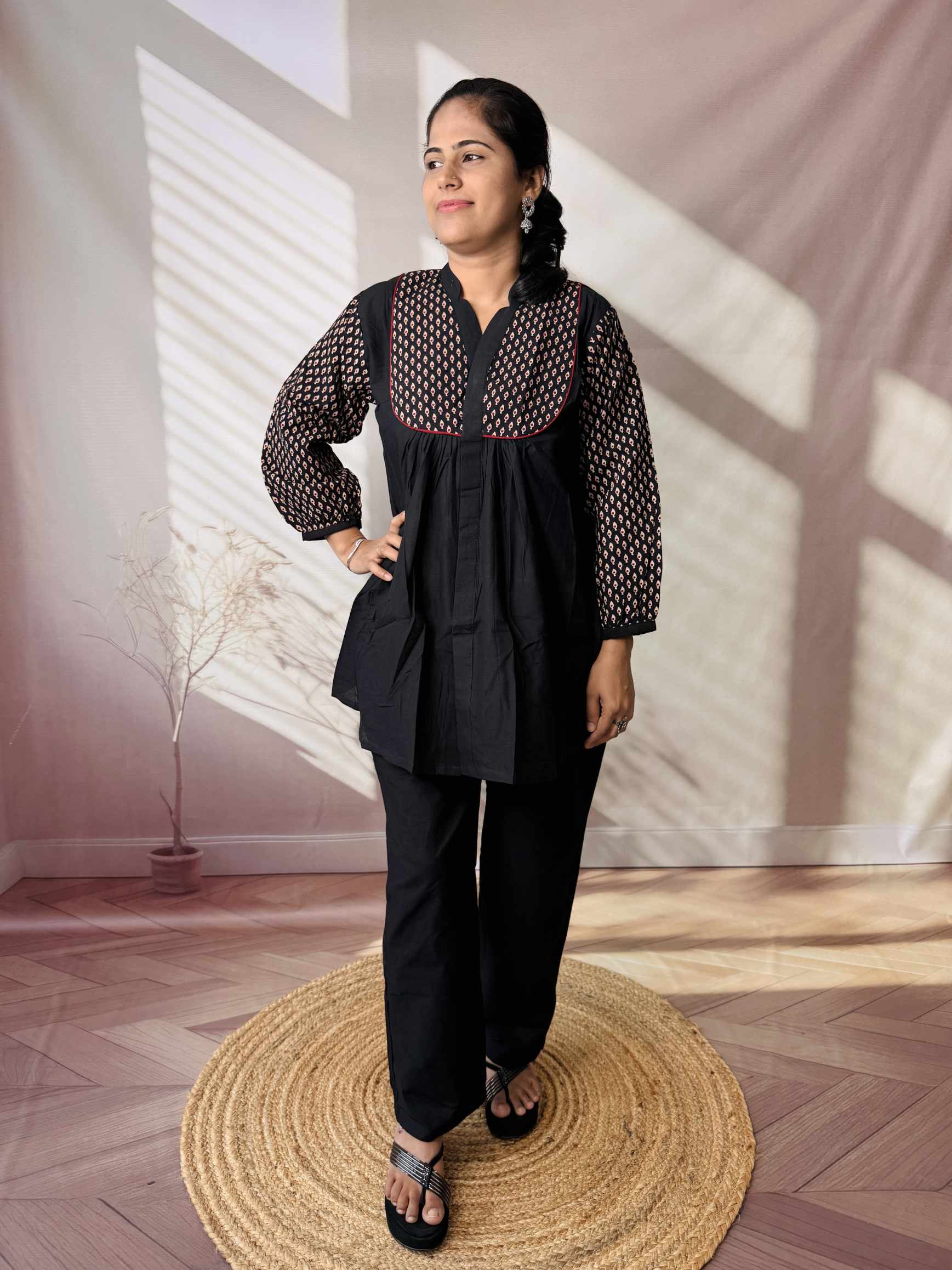 Kiara Plain-Ajarakh Cotton Short Top
