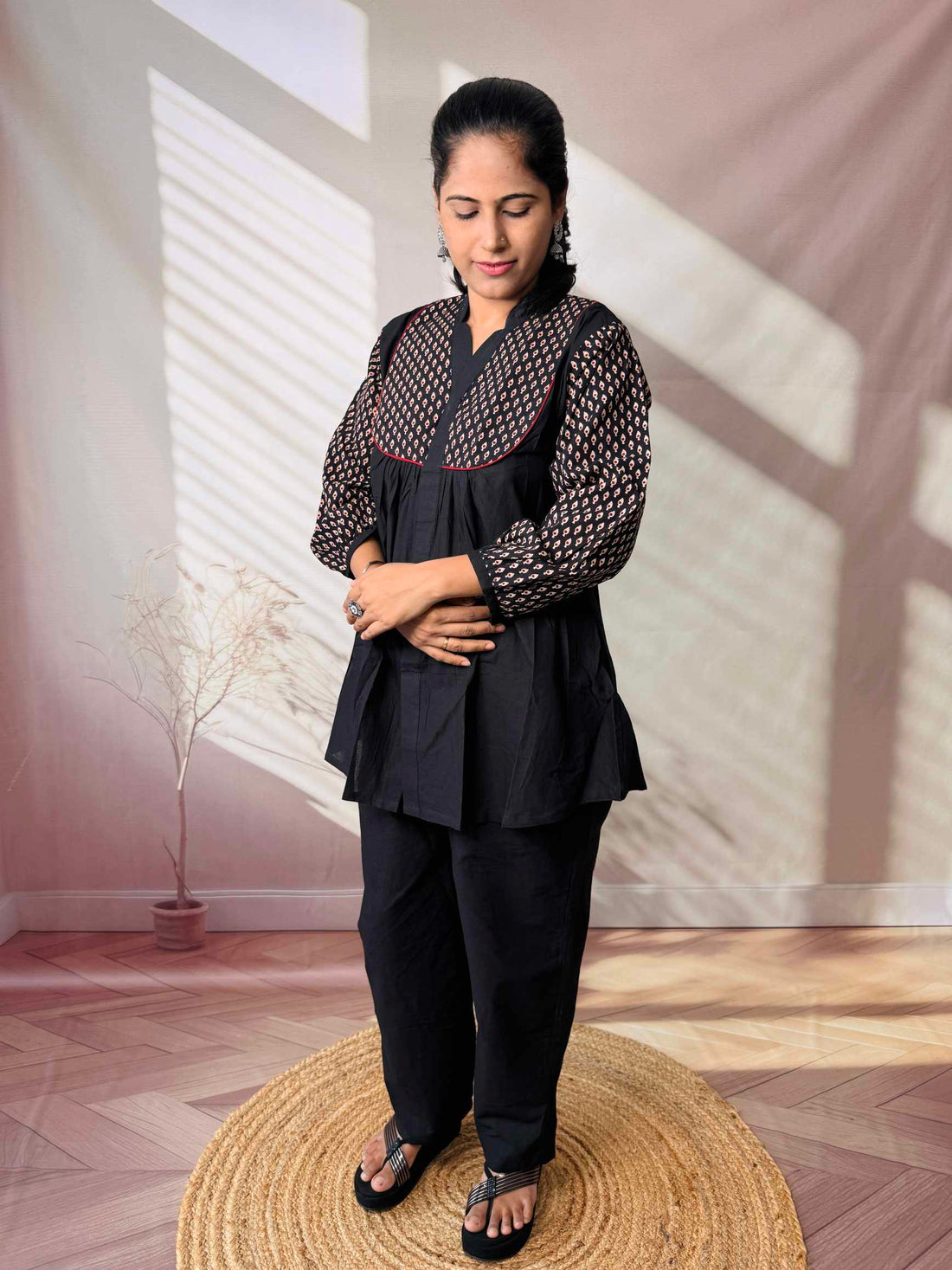 Kiara Plain-Ajarakh Cotton Short Top