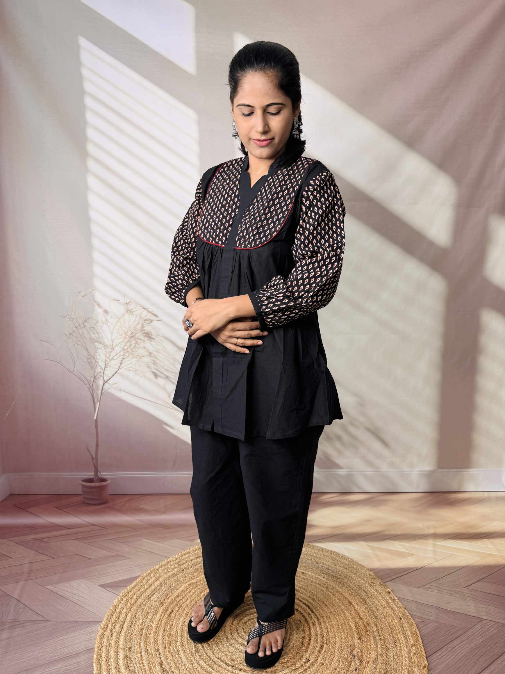 Kiara Plain-Ajarakh Cotton Short Top