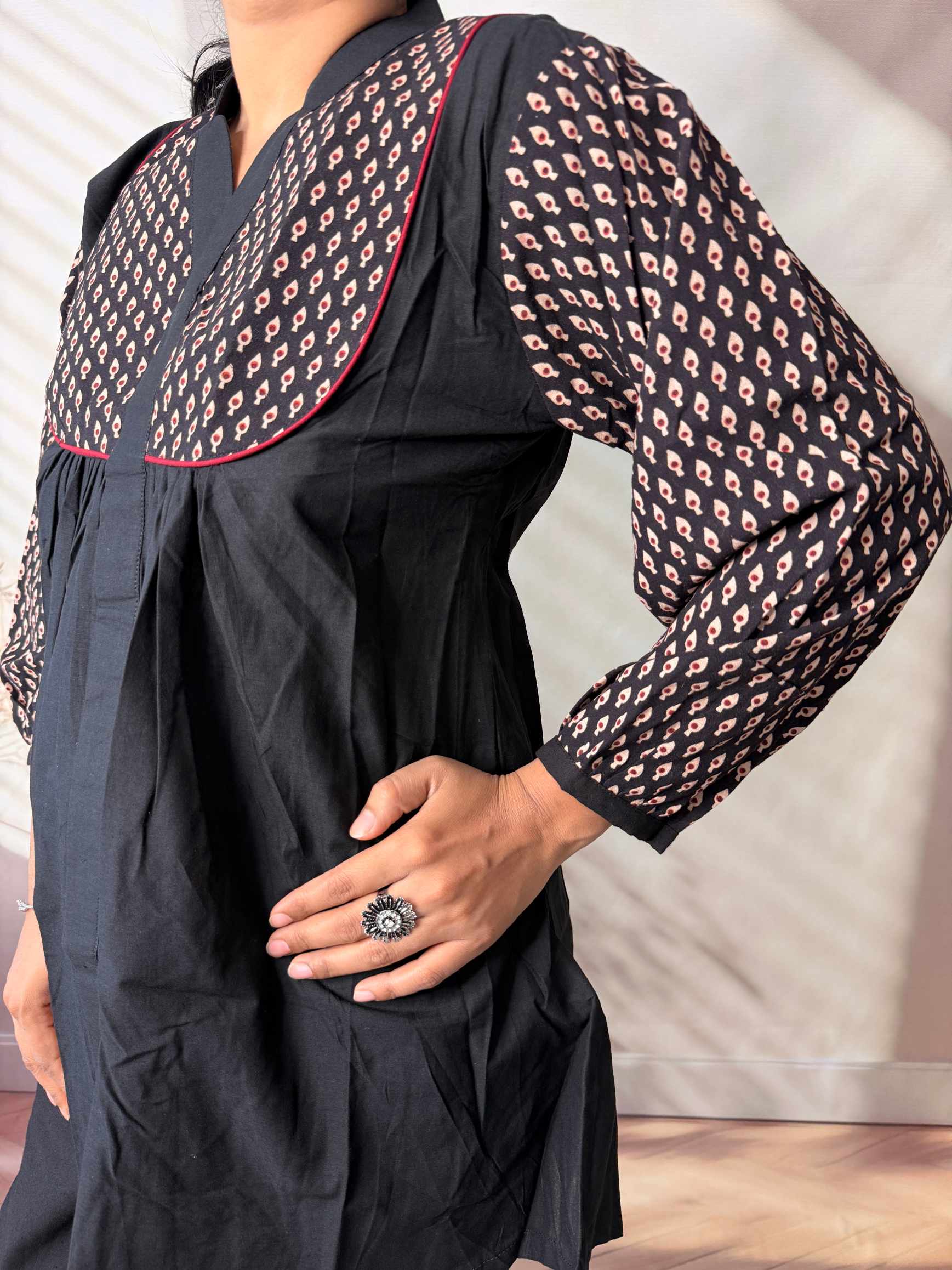 Kiara Plain-Ajarakh Cotton Short Top